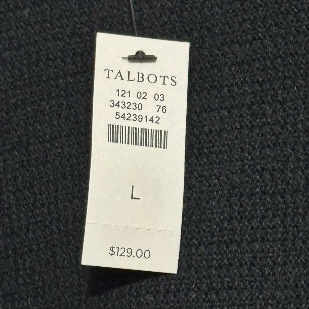 Talbots NWT Open Front Black Mid Length Ribbed Knit Cotton Blend Cardigan - Picture 9 of 10